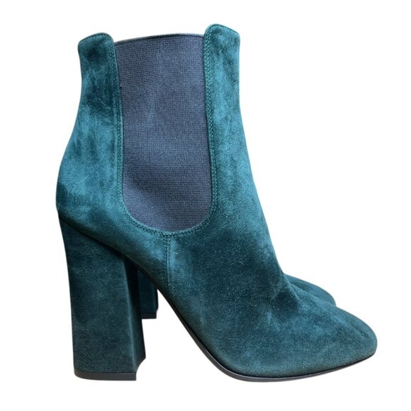 Dolce & Gabbana Green Suede Block Heel Ankle Boot 7.5 Winter Holiday Christmas - Picture 2 of 14